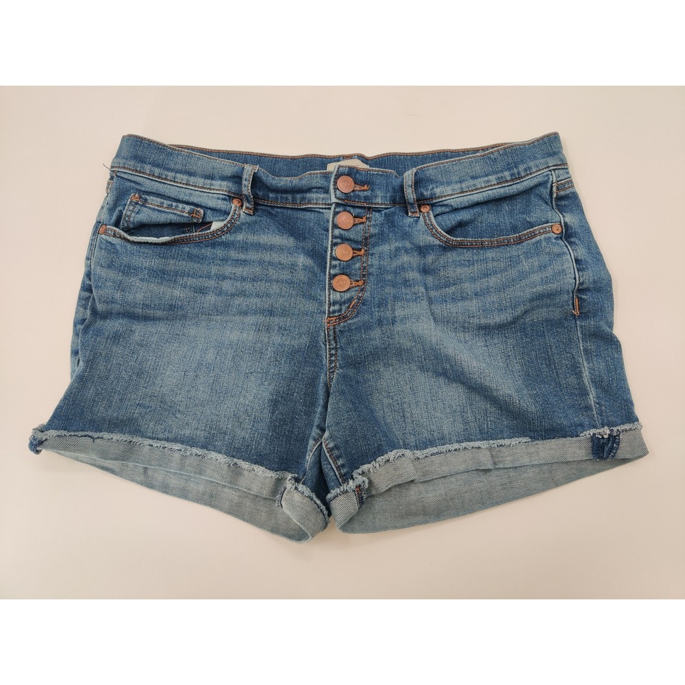 Loft Outlet Womens Denim Shorts Medium‎ Wash Button Fly Raw Hem Size 10
